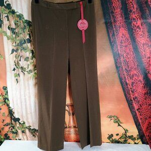 NWT Charter Club Sz 10 Dark Walnut Slim It Up Tummy Control Straight Leg Pants
